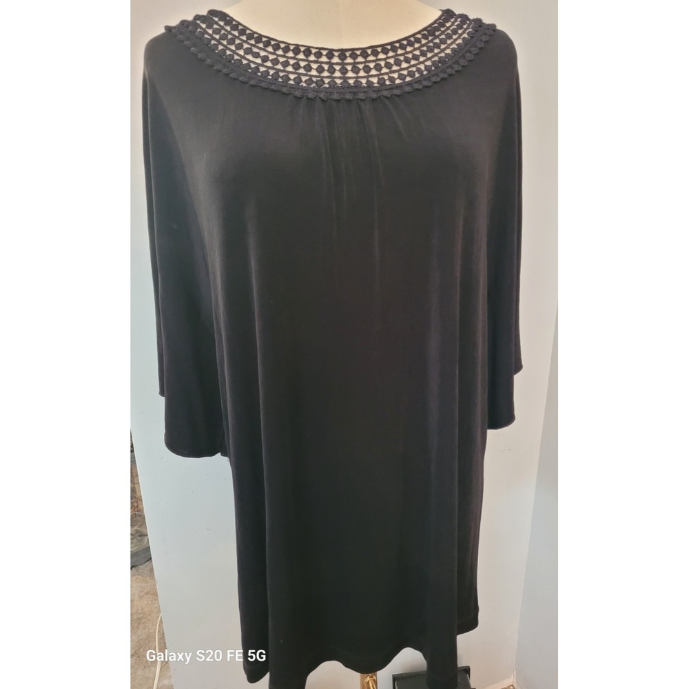 Chicos Travelers Womens Packable 100% Silk Crochet Collar Boho SZ 3 Blouse  Top